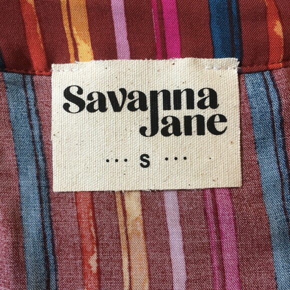 Savanna Jane Sleeveless Top Size S Stripe Choker Halter Tie Long Length Red Tank - Picture 2 of 9